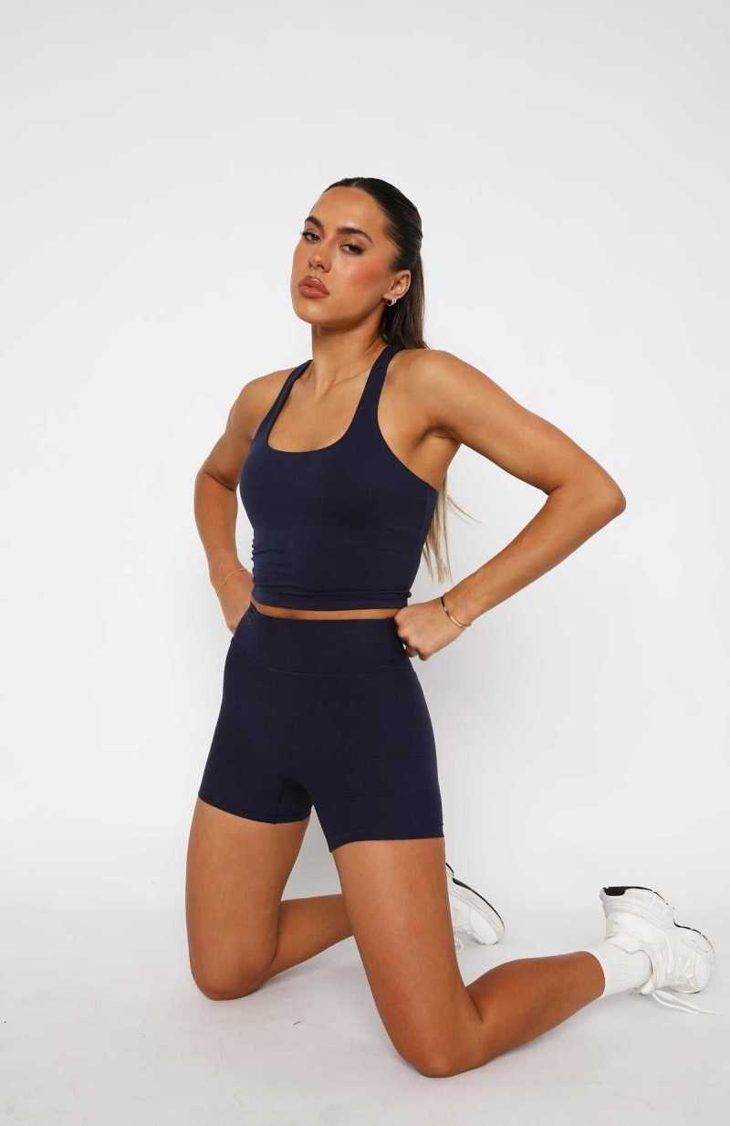 White Fox Work It Out Crop Navy | MECYZF-934