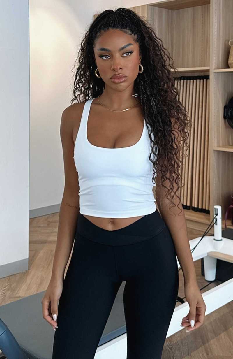 White Fox Work It Out Crop White | TPVLND-284