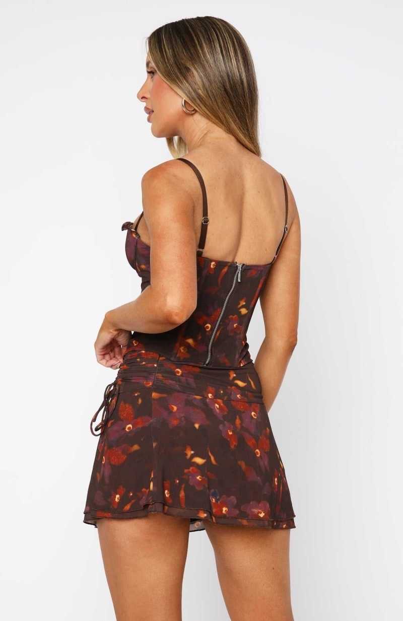 White Fox Work On Me Mini Skirt Ochre Blossom | UQTXRN-502