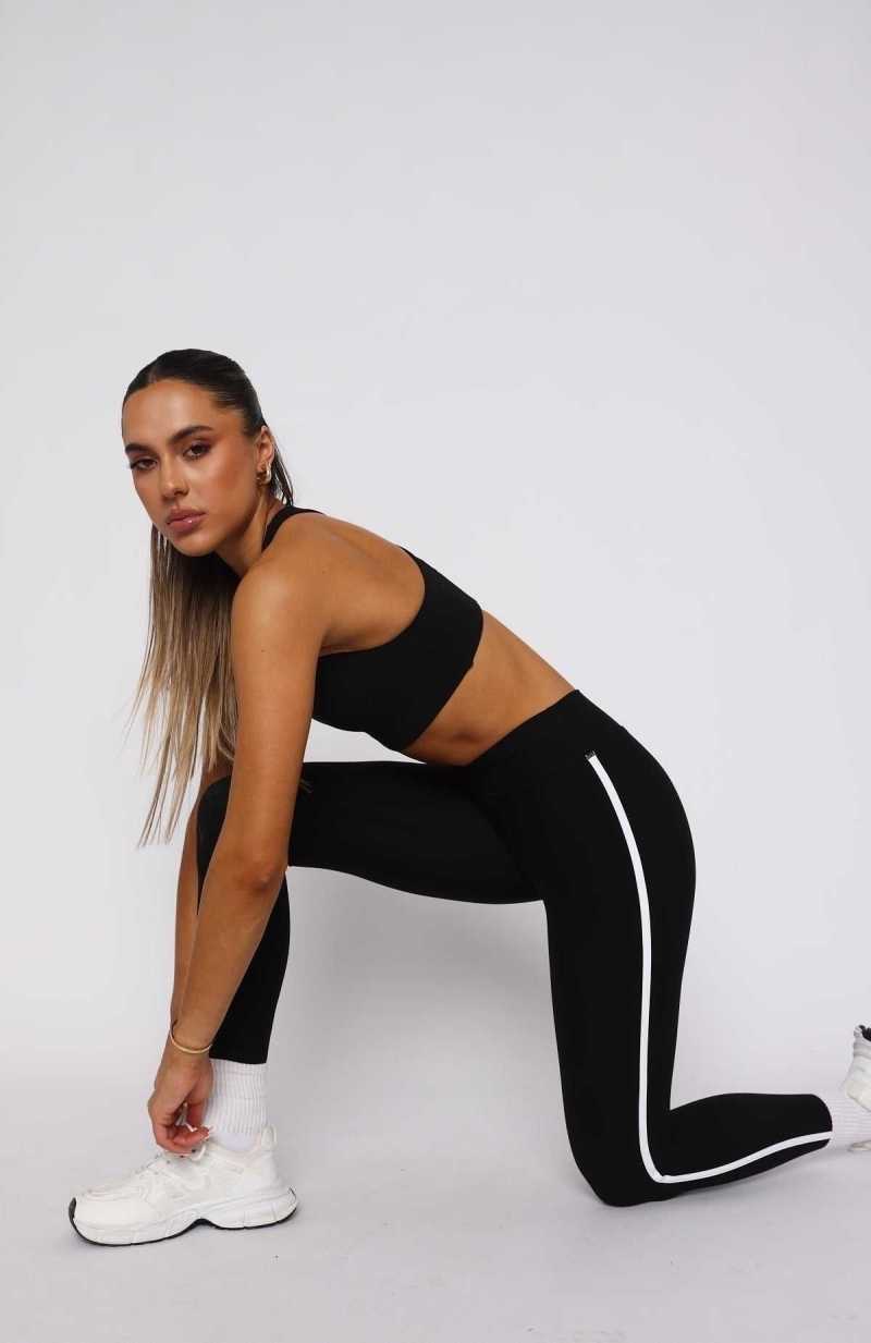 White Fox Worn Out High Support Sports Bra Black | UHRAOQ-673