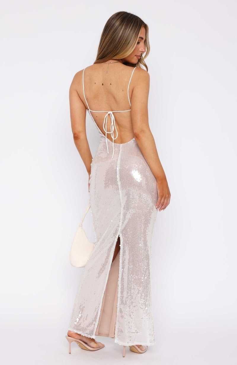 White Fox You Need Her Maxi Dress Champagne | BZJLAT-394