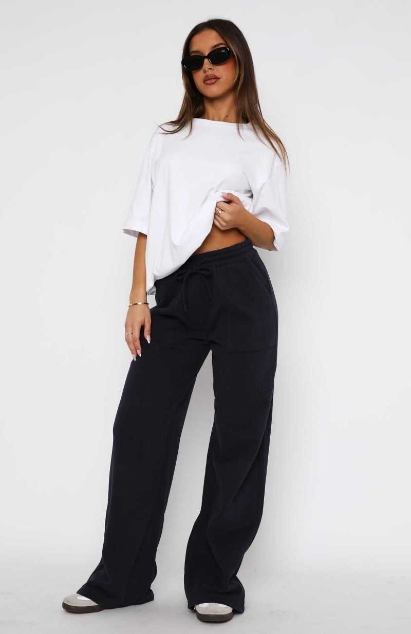 White Fox You'd Love It Here Wide Leg Sweatpants Navy | VPGWBA-928