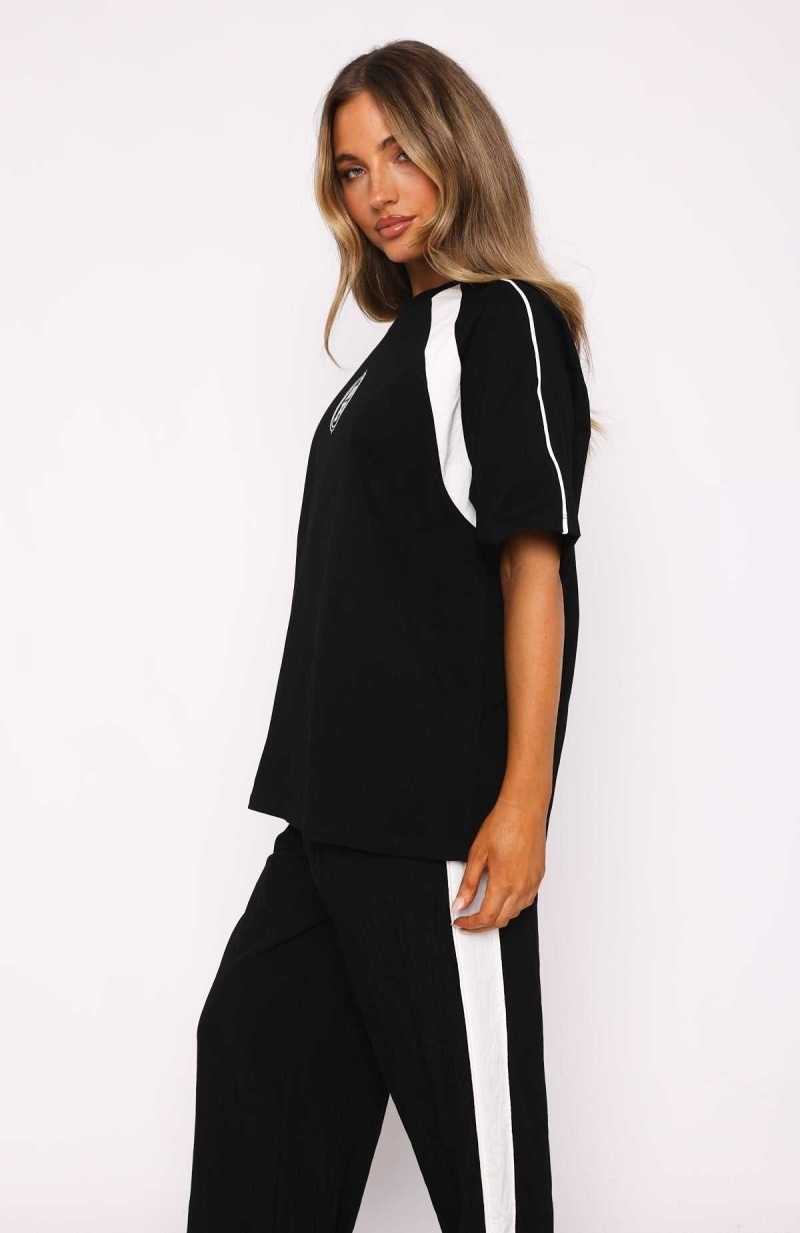 White Fox You're Out Of Luck Oversized Tee Black | FSJPVW-649