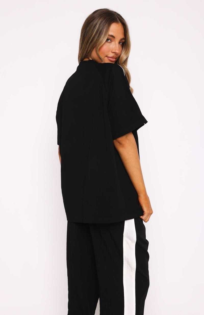 White Fox You're Out Of Luck Oversized Tee Black | FSJPVW-649