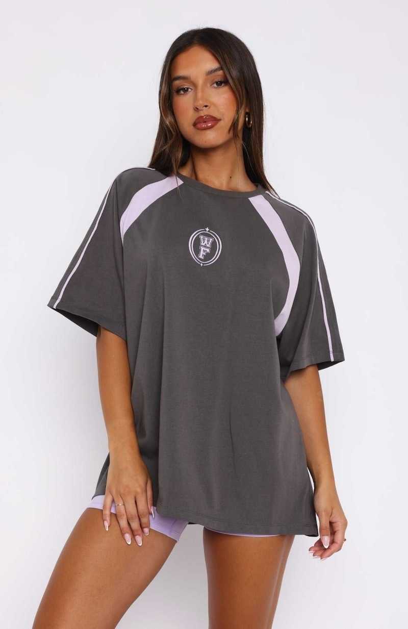 White Fox You're Out Of Luck Oversized Tee Charcoal | DHTCSV-486