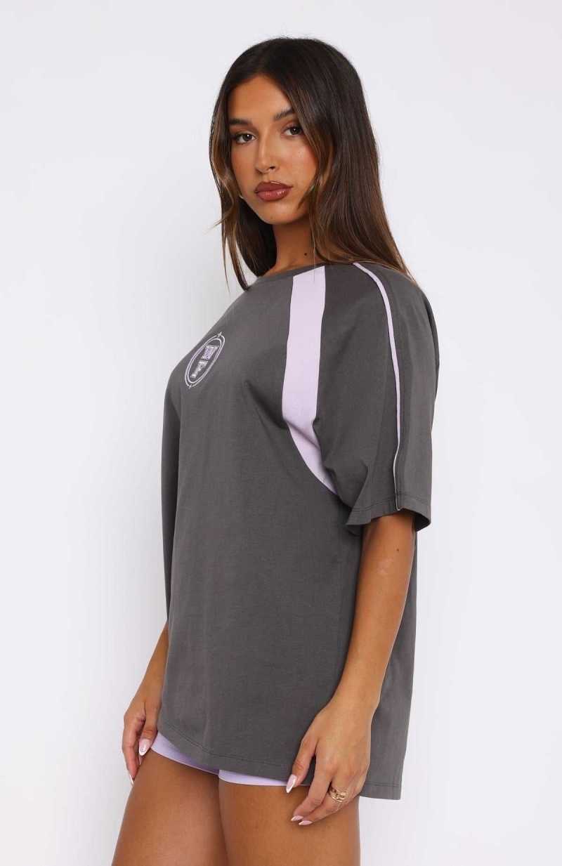 White Fox You're Out Of Luck Oversized Tee Charcoal | DHTCSV-486