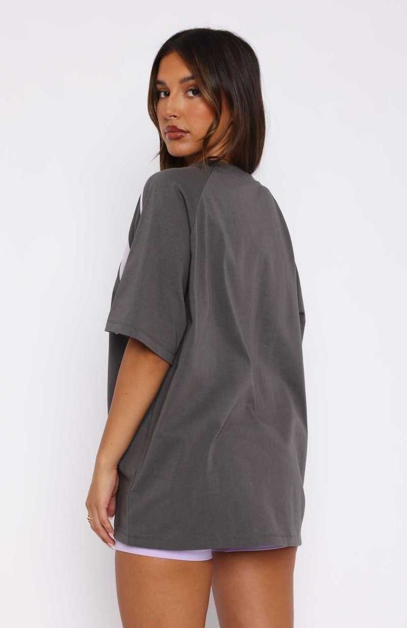 White Fox You're Out Of Luck Oversized Tee Charcoal | DHTCSV-486